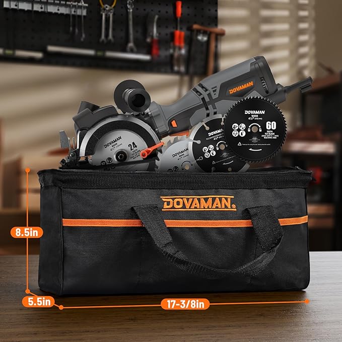 Circular Saw, 5.8A 4-1/2" Circular Saw w/Laser, Metal Auxiliary Handle, 6 Blades (4½", 4¾"), Cutting Depth 1-11/16" (90°), 1-3/8" (45°), Ideal for Wood, Soft Metal, Plastic, Tile - MCS01A