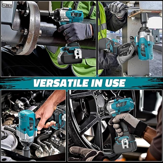 Cordless Impact Wrench 1/2 inch Compatible with Makita 18V Battery Brushless High Torque Impact Driver Gun with 1000 Ft-lbs Torque, LED Work Light, Ergonomic Design for Heavy-Duty