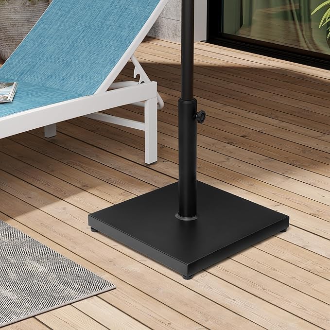43lb Patio Umbrella Base Stand, Outdoor Square Concrete Stand Heavy Duty Market Umbrella Pole Holder, Black
