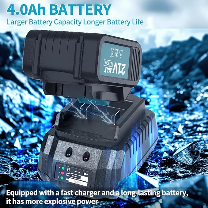 Cordless Impact Wrench 3/4 inch, Impact Wrench 1400Ft-lbs Brushless Impact Gun, 4500RPM Impact Gun, Two 4.0Ah Li-ion battery with fast charger, 6 Impact sockets,1 Extension Bar,3/4 to 1/2 adapter