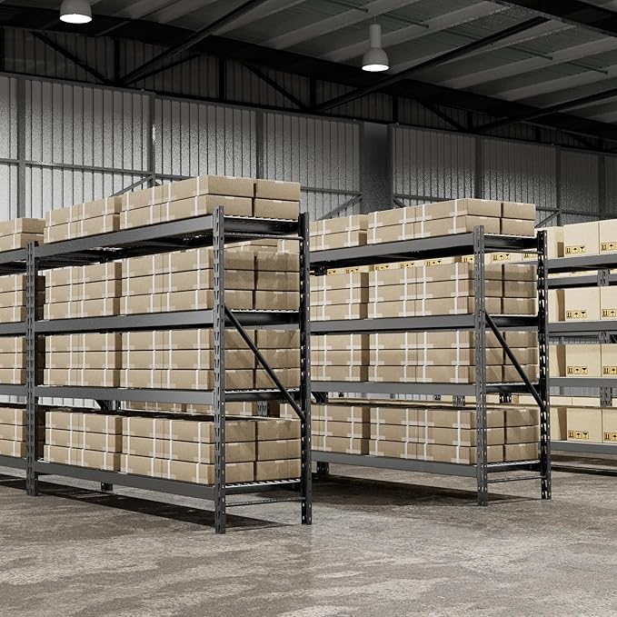 WORKPRO 8000LBS Storage Shelves, 77" Extra-Wide Garage Shelving, Heavy-Duty Metal Shelving Unit, Adjustable 4-Tier Garage Storage Rack for Warehouse, Basement,77" W X 24" D X 72" H, Black