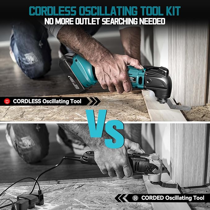 Cordless Oscillating Tool Compatible with Makita Battery, 21000 OPM Max Brushless-Motor Tool with Auxiliary Handle, Oscillating Multi-Tool for Scraping, Sanding,Cutting Wood(Tool only)