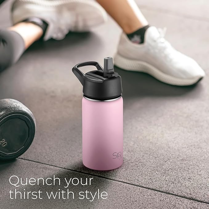 SipX™ Triple-Insulated Stainless Steel Water Bottle 18oz. With 3 Lids, BPA-Free Reusable Insulated Water Bottle Keeps Cold 24 Hours, Metal Water Bottle Made Of Sustainable Material For Hiking & Biking