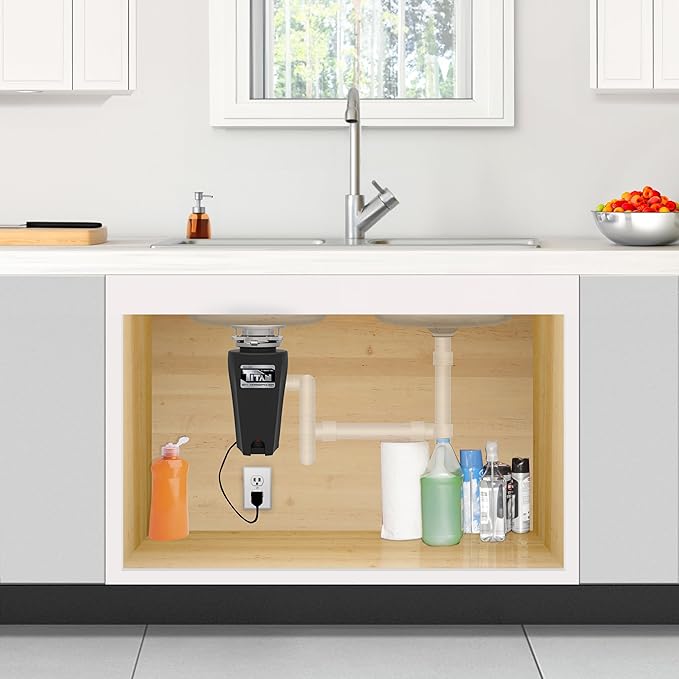 TITAN 10-US-TN-960-SL-3B Torque Garbage Disposal System with Stainless Steel Impellers & Griding Components, Black (3/4 HP | Slime Line)