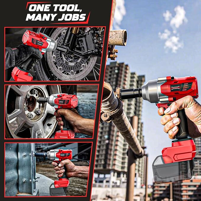 Cordless Impact Wrench 1/2 inch Compatible with Milwaukee 18v Battery, 750FT-LBS(1000N.m) Brushless Impact Driver, Portable Electric Impact Gun with LED Work Light, Variable Speeds, 4-Speed Control.
