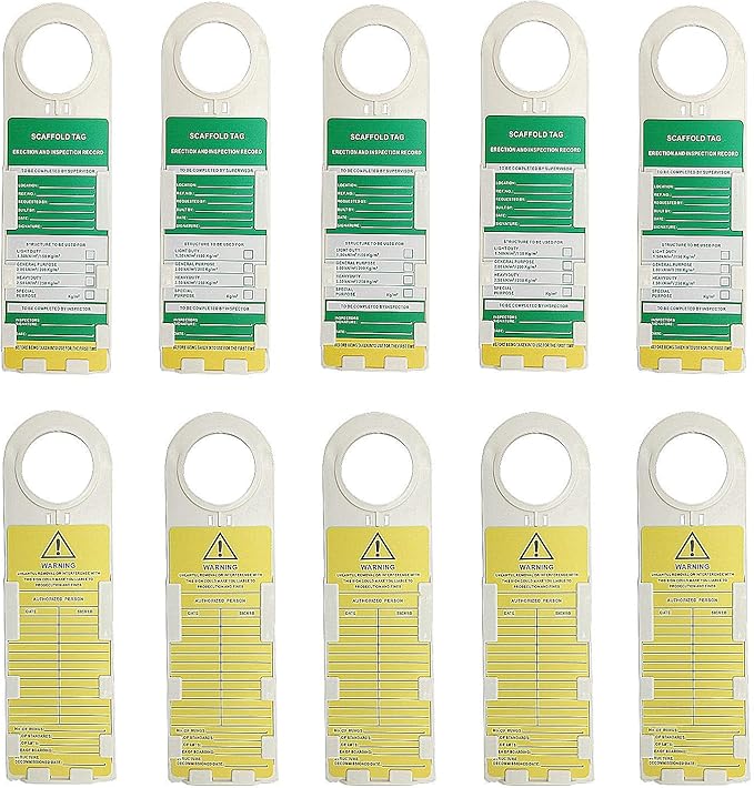 Scaffold Status Holder and Tags, 10 Holder, 10 Scaffold Tags, 11-3/4" Height, 3-1/2" Width (Set of 10)