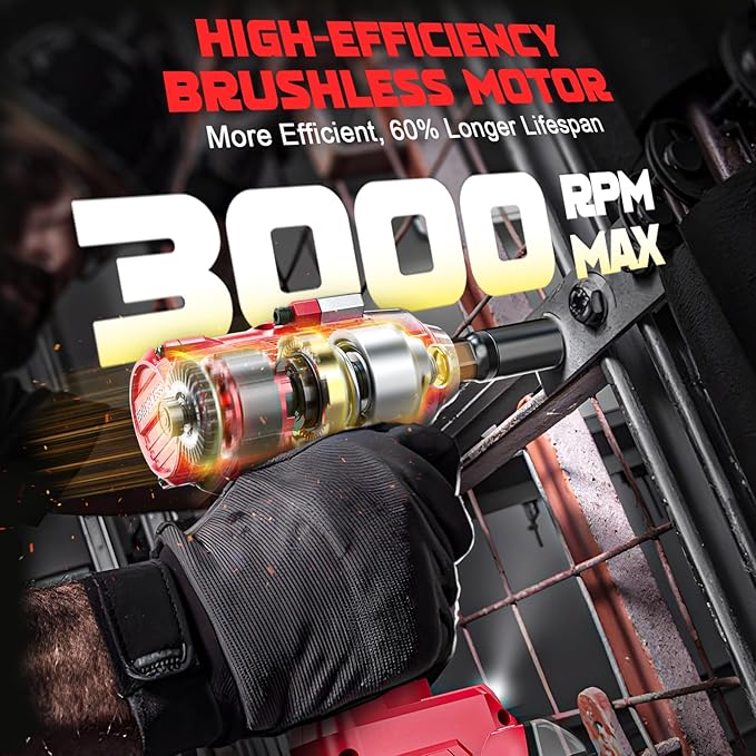 Cordless Impact Wrench 3/8" Compatible with Milwaukee 18v Battery: 600 Ft-lbs High Torque Impact Driver, 3100RPM Brushless Electric Impact Gun with 4-Mode Speed, LED Work Light(Bare Tool)