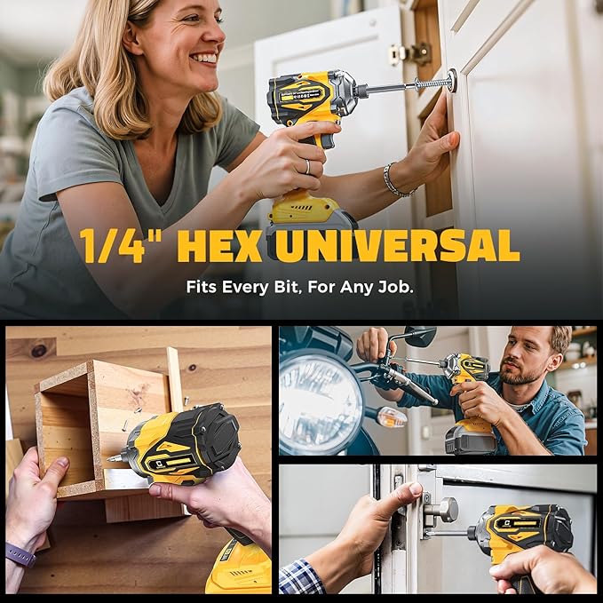 Cordless Impact Driver for DeWalt 20V Max Battery, 2800 In-lbs Brushless 1/4" hex chuck Impact Driver, impact drill with 5-Speed Lightweight Power Impact Drivers, LED Light (no battery)