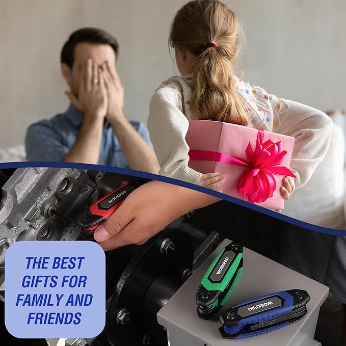 WORKPRO 25-Piece Folding Allen Wrench Set, SAE, Metric, Torx Hex Key Set Included, 3 Pack Portable Allen Key Set for Basic Home Repair and General Applications