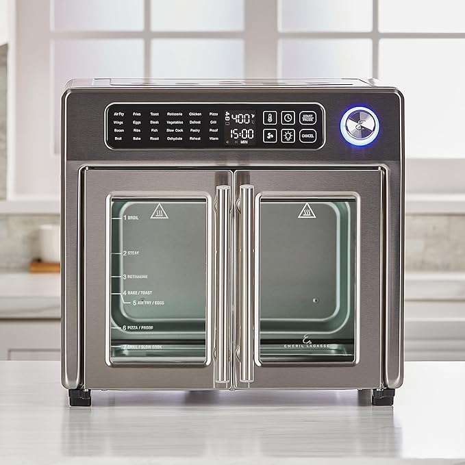 Emeril Lagasse 26 QT Extra Large Air Fryer, Convection Toaster Oven with French Doors, Stainless Steel
