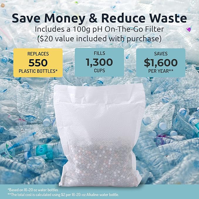 Invigorated Water pH Vitality Alkaline Water Filter Pitcher for Drinking Water Stainless Steel - Water Pitcher with Filter for Tap Water, High pH Filtered Purifier with Alkaline Filter - 1.9L (Silver)