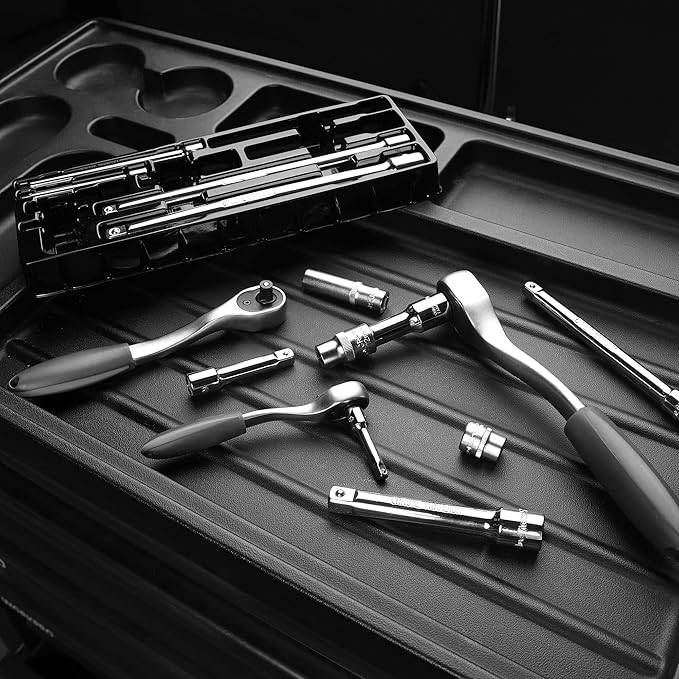 VALUEMAX 9 PCS Socket Accessory Set, Includes 3/8" Drive Extension Bar Set, 1/4", 3/8" & 1/2" Drive Universal Joints and Adapters, Chrome Vanadium Steel with Mirror Finish, Chrome Plated