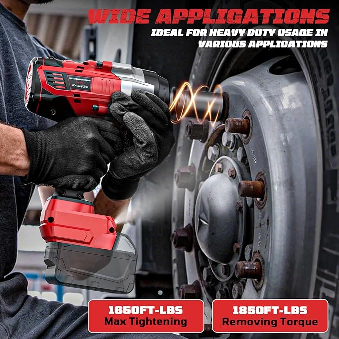 Cordless Impact Wrench 3/4 inch Compatible with Milwaukee Battery, 1850ft-lbs (2500N.m) Brushless Electric Impact Gun, High Torque Impact Driver, Bare Tool Only,Heavy-Duty Automotive &Industrial Tasks