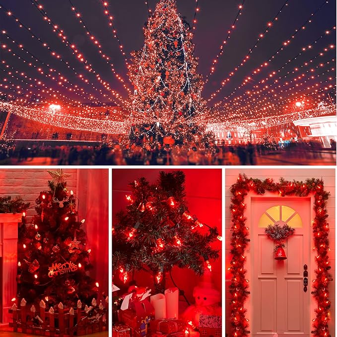 Brightown C9 LED Christmas Light Bulbs, Red C9 Shatterproof LED Bulbs Replacement for Christmas String Lights, E17 Intermediate Base, Commercial Dimmable Holiday Bulbs