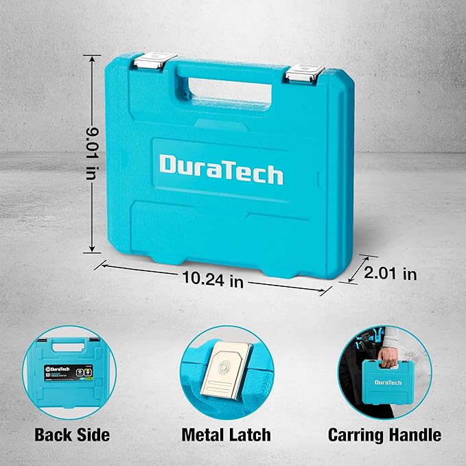 DURATECH 1/2" Drive Impact Swivel Socket Set, 13-Piece Shallow Wobble Sockets, Universal Joint Socket Set Metric, Cr-Mo Steel, 6 Point, Organized in Sturdy Storage Case(10-24mm)