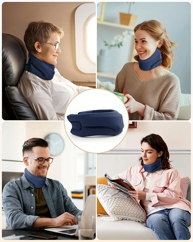 Heated Neck Brace Cervical Collar - Neck Support Brace with Heating Pad, Soft Foam Wraps Keep Vertebrae Stable and Aligned for Relief of Cervical Spine Pressure for Women & Men (S Size) Blue