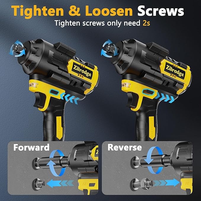 Cordless Impact Wrench 1/2", 900Ft-lbs 1200N.m Brushless Impact Driver, 21V High Torque Impact Gun 4 In I, 16 Sockets, 2x4.0Ah Battery, 23 Drill &Screwdriver Bits for Car, Truck, RV, Home, Tire Repair