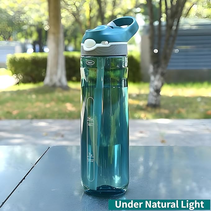 25oz Water Bottle with Clip Handle, Water Bottles with Locking Lid, Travel Plastic Water Bottle,Water Bottle with Straw, and Sports Tritan water bottle - Green