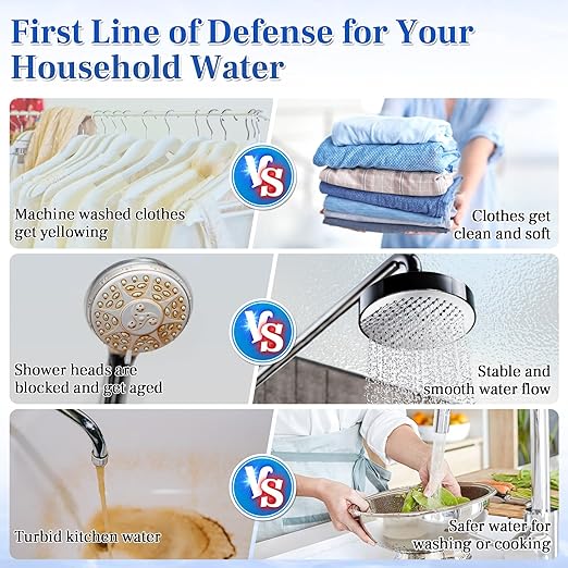 Stainless Steel Whole House Water Filter System, Fits Both 1”and 3/4” Inlet/Outlet – Reduce Sediment, Rust and Grit, Improve Tap Water Taste, Protect Appliances (1 Filter Included)