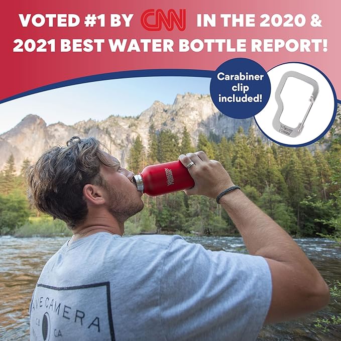 Healthy Human Stainless Steel Water Bottle | Double Walled Vacuum Insulated Water Thermos for Adults | Eco-Friendly Travel Bottles with Leak Proof Lid (Red Hot, 16 oz/ 473 ML)