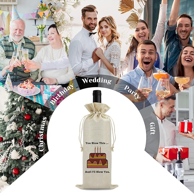 Funny Birthday Gift for Women Wine Bag Birthday Gift Ideas Wine Bag for Men Friend Boss Coworker Teacher Mom Dad Birthday Party Decoration Wine Bag Gifts Pairs Well with Celebrating Birthday Wine Bag