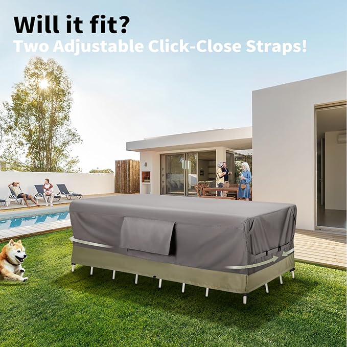 KylinLucky Patio Table Cover 74x47 Inch Heavy Duty 600D Waterproof - Tear-Resistant Outdoor Furniture Protector for Dining Set, Deck, Garden