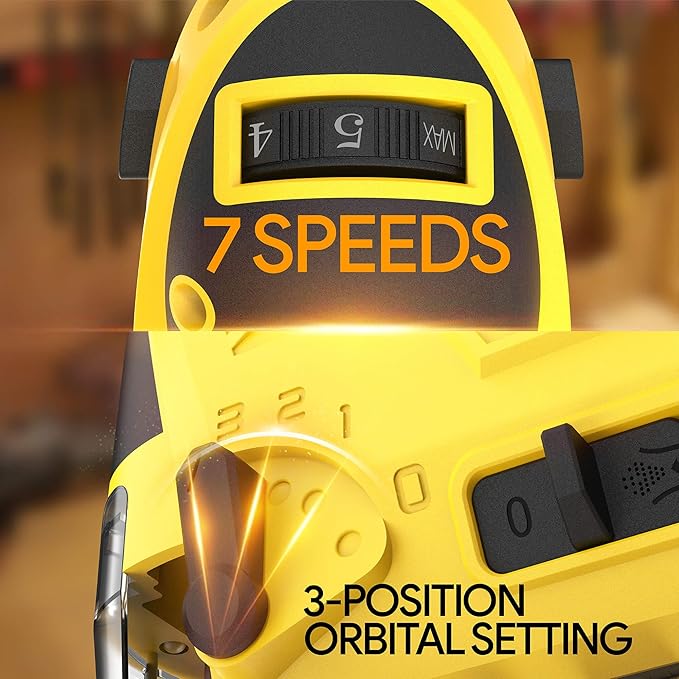 Cordless Jigsaw Compatible with Dewalt 20V Max Battery (No Battery), Brushless Motor, 7 Variable Speed, 45° Beveled Cuts, 3 Orbital Action Settings, Ideal for Wood, PVC, Metal Cutting