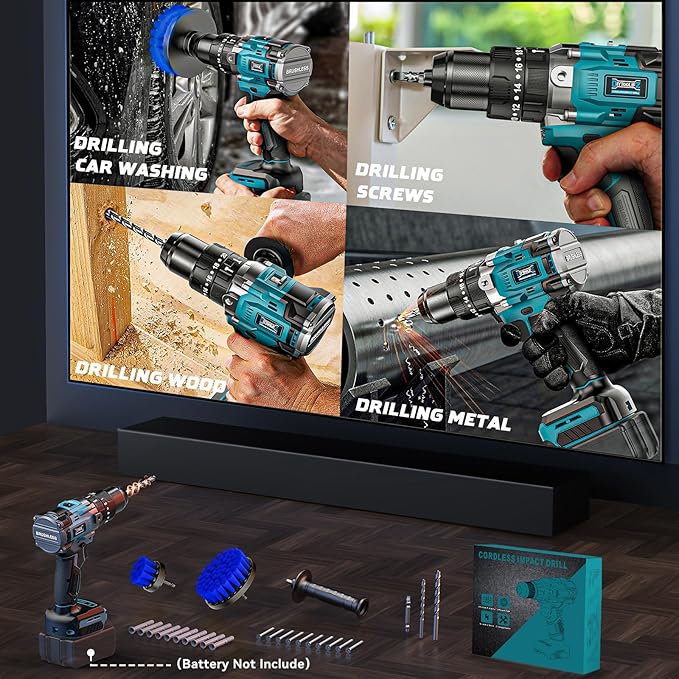 Cordless Power Drill Compatible with Makita 18v Battery: 3 Modes Electric Power Drill Kit Tool,1/2 Inch Keyless Chuck Cordless Impact Drills Set,Variable Speed for Home,Garden(No Battery)
