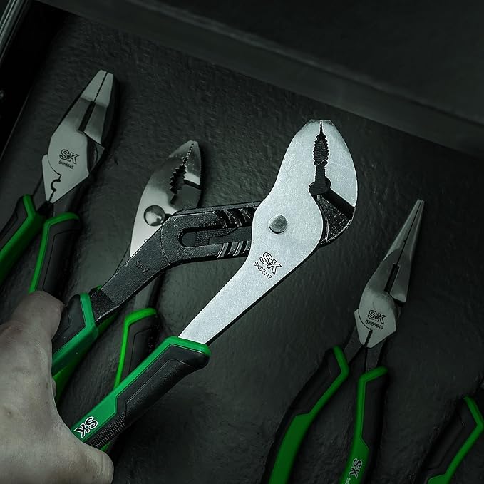 SK 12-Inch Groove Joint Pliers, Water Pump Pliers, Premium CR-V Steel Construction, Serrated Jaw with Comfortable Grips