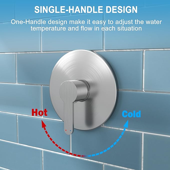 Shower Faucet, Brushed Nickel Shower Faucet Set with 8-Inch Rainfall Showerhead, Single-Handle Shower-Trim Kit Included Valve, Brushed Nickel