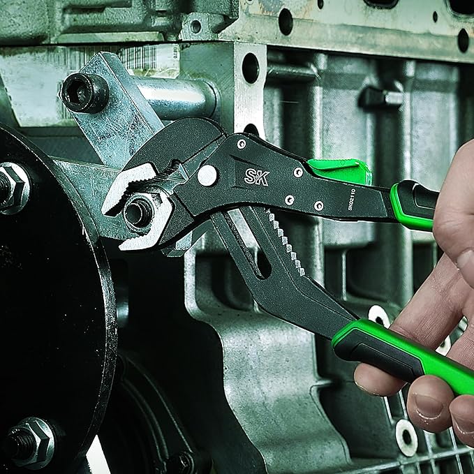 SK 10-Inch Quick Adjust Groove Joint Pliers, Water Pump Pliers, Premium CR-V Construction, SureGrip V-Jaw Design with Comfortable Grips