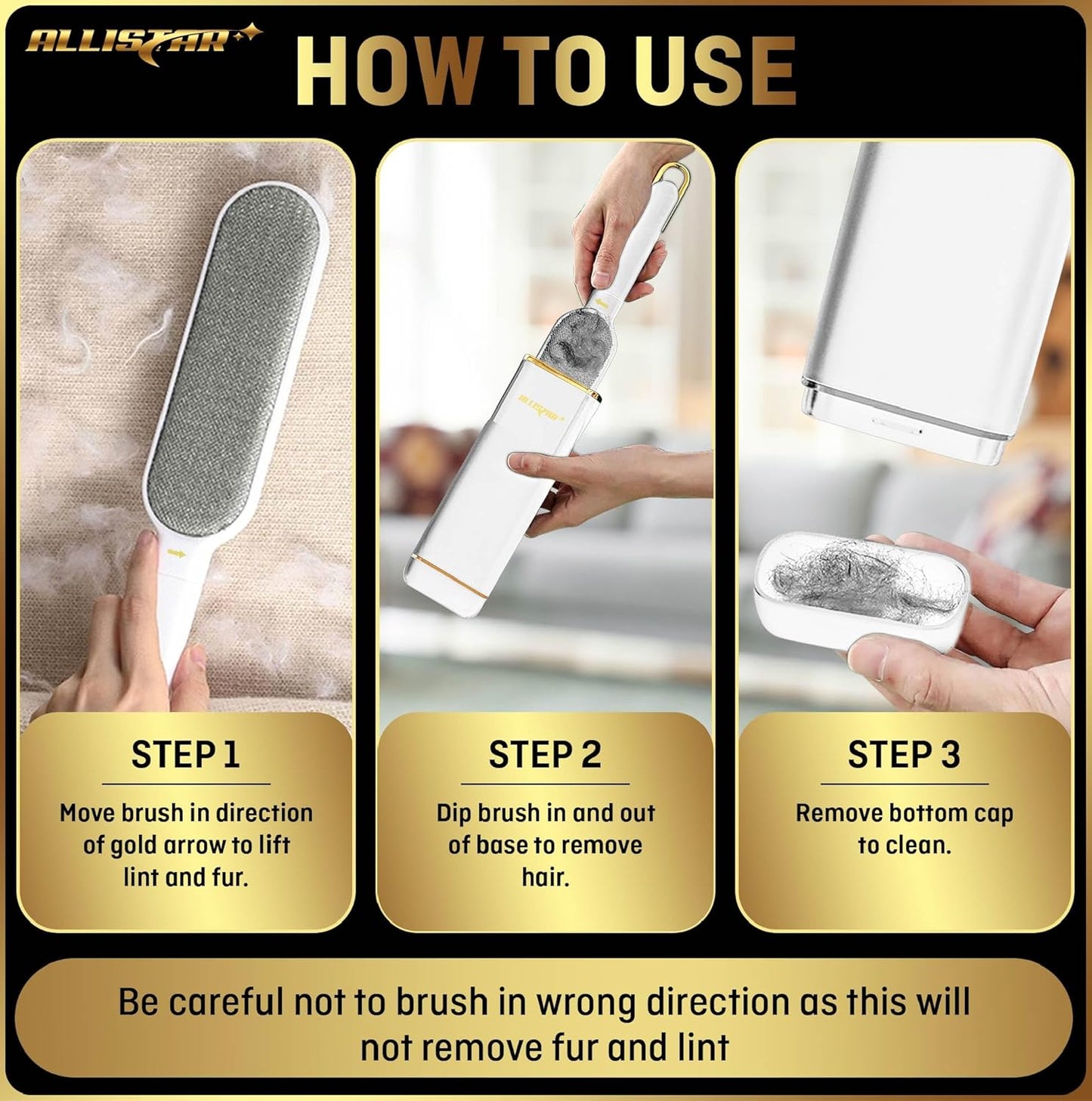 Lint Brush, Pet Hair Remover, Lint Remover for Clothes, Sofa, Carpets, Car Seats. Cat Hair Remover. Dog Hair Remover Laundry. Double-Sided. Reusable. Self-Cleaning Base. ALLISTAR (Snow Peak White)