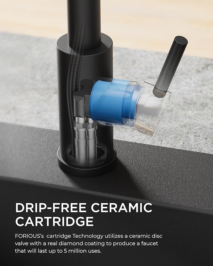 FORIOUS Touchless Kitchen Faucet Black, Smart Motion Sensor Spring Sink Faucet with Pull Down Sprayer Commercial Contemporary Hands-Free for Pot Filler, Farmhouse Camper Laundry Camper