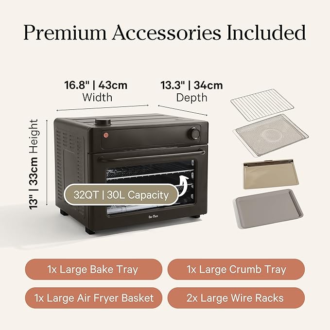 Our Place Wonder Oven Pro | 8-in-1 Digital Countertop Oven with Large 32Qt Capacity | Non-toxic, Quartz & Stainless Steel | Air Fry, Toast, Roast, Bake, Reheat, Broil, Reheat & Dehydrate | Char