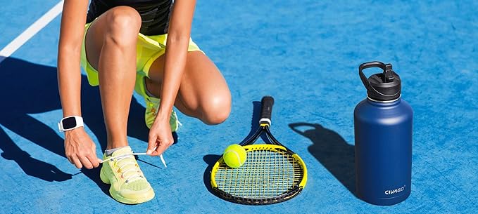 CIVAGO 32 oz Insulated Water Bottle With Straw, Stainless Steel Sports Water Cup Flask with 3 Lids (Straw, Spout and Handle Lid), Wide Mouth Travel Thermal Mug, Sage