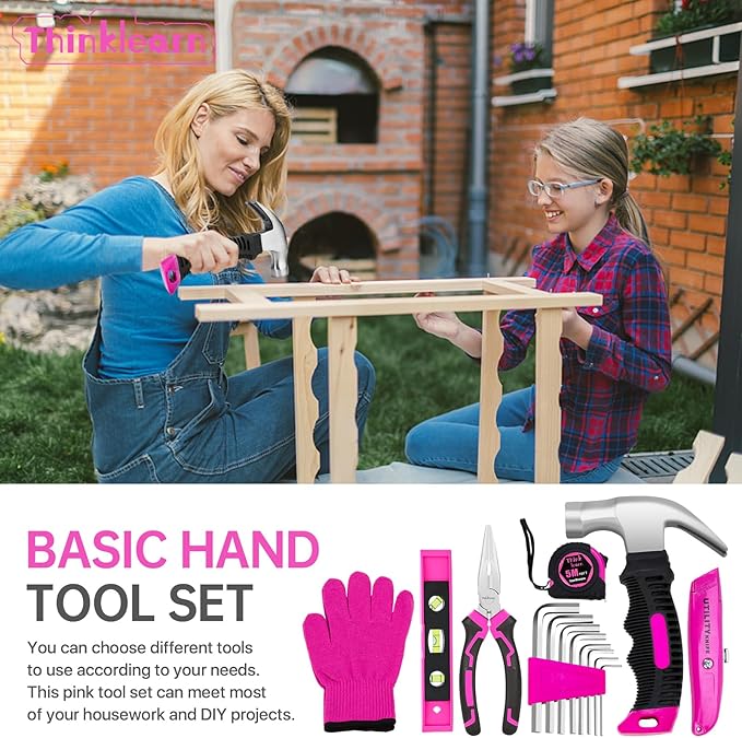 8V Pink Cordless Drill Set, 64 Pcs Pink Power Drill Tool Kit for Women, 3/8"Keyless Chuck Electric Screwdriver Driver Kit for Home DIY and Repair, USB Charger and Storage Box Included