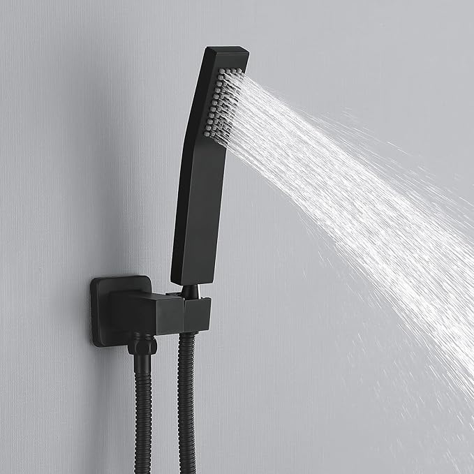 JOYWELL Bathtub Shower System Matte Black with 8 Inch Shower Head and Handheld Shower Tub Faucet Combo