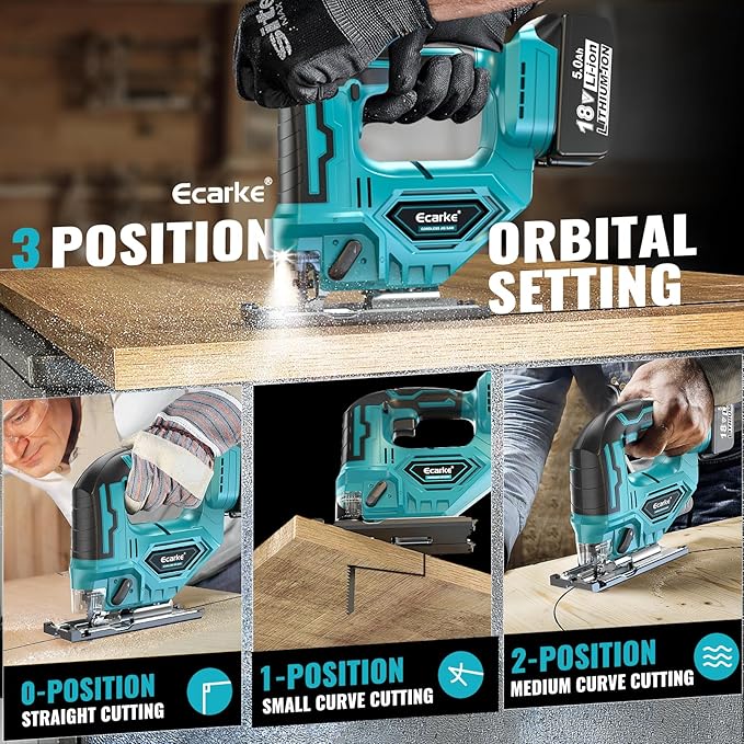 JigSaw Compatible With Makita 18V Battery, Brushless Cordless jigsaw tool with Variable Speed LED Light, ±45° Bevel Cuts 3-Position Orbital Action for Cutting (With 5Ah Battery & Charger Station Kit)
