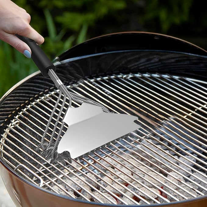 ITTAR Grill Brush & Scraper for Outdoor Grill, Bristle Free Safe BBQ Cleaner Brush, 17" Grill Cleaning Rescue Brush, Heavy-Duty Stainless Steel Scrubber Brush, BBQ Accessories Gifts for Father, Men