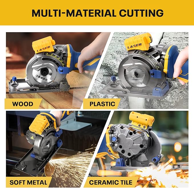 Mini Circular Saw Compatible with DeWalt 20V Max Battery,3-1/2" Brushless Cordless Round Saw Kit w/4Ah Battery & 1.5A Charger,Laser Guide,3200 RPM,Ideal for Wood,PVC,Metal