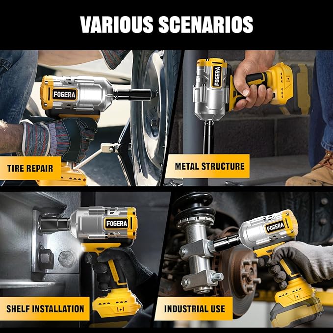 Cordless Impact Wrench 1/2 Inch - Compatible with Dewalt 20V Batteries, 1100 Ft-lbs (1500N.m) High Torque Impact Driver, Brushless Impact Gun with 3 Speed Modes & LED Light (Battery Not Included)