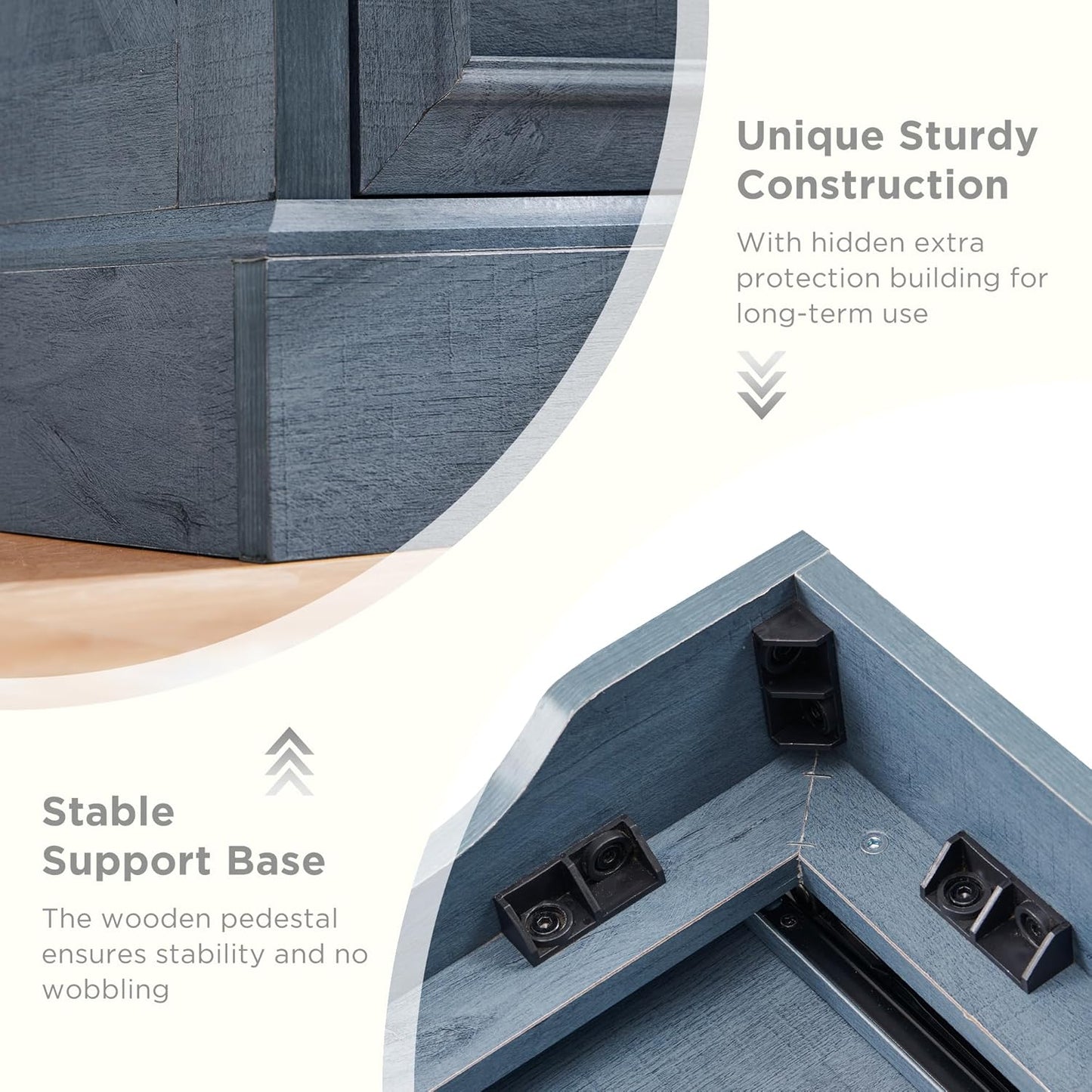 Farmhouse 9 Drawer Dresser for Bedroom, 36 Inch Tall Modern Dresser TV Stand with Large Drawers & Bar Handles, Rustic Wood Chest of Drawers for Bedroom, Living Room, Hallway, Blue