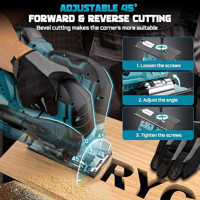 Jigsaw Compatible With Makita 18V Battery, Cordless jig saw tool, 0°- 45° Bevel Cuts, LED Light with 3 Position Orbital Setting for Cutting (With 5Ah Battery & Charger Station Kit)