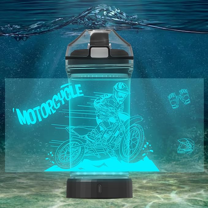 Kids Water Bottle with 3D Light-Up LED Lights - BPA Free - Perfect for Back-to-School Season, Girls, Boys, Kids, Holiday Camping, Picnic Gifts - 14 oz Travel Mug... (color 5)