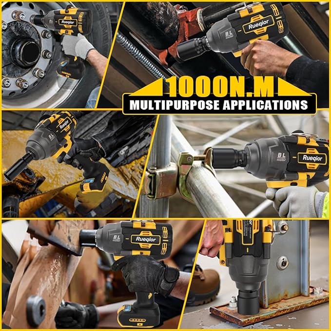 Cordless Impact Wrench 1/2" for DeWalt 20V MAX Battery, Impact Wrench 1000FT-LBS(1360N.m) High Torque Brushless Electric Impact, with 4 Modes Power Impact Driver for Car, Truck, Mower (No Battery)