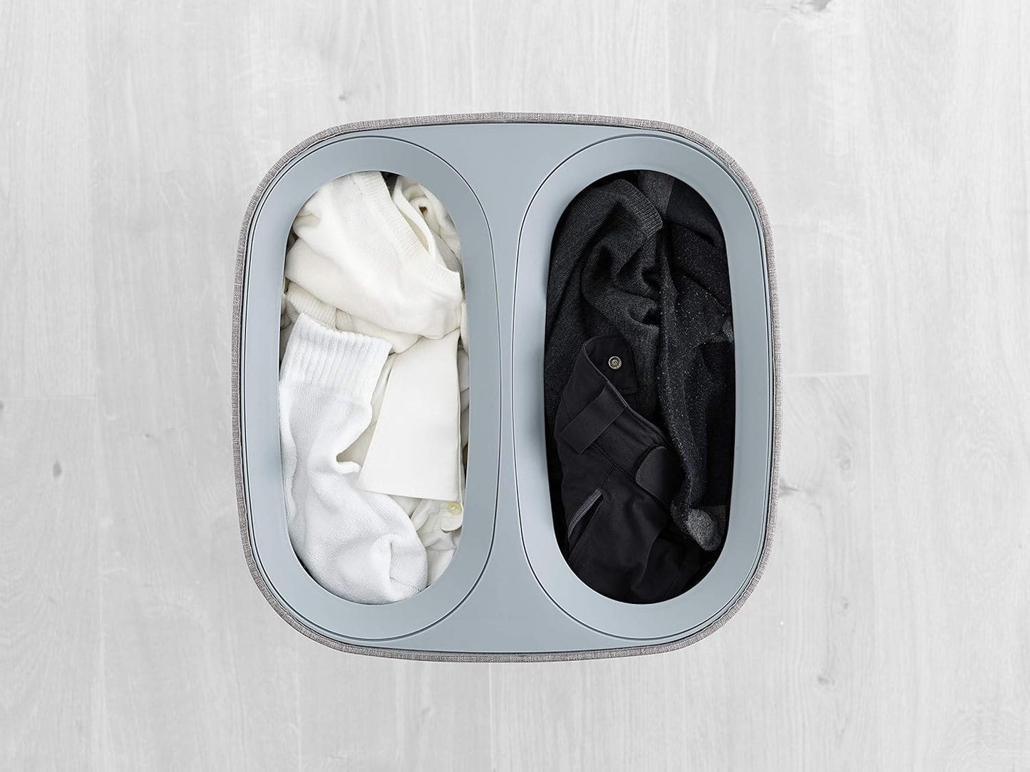 Joseph Joseph Tota 60 liter/15.8 gallon Laundry Hamper Separation Basket with lid, 2 Removable Washing Bags with Handles- Grey