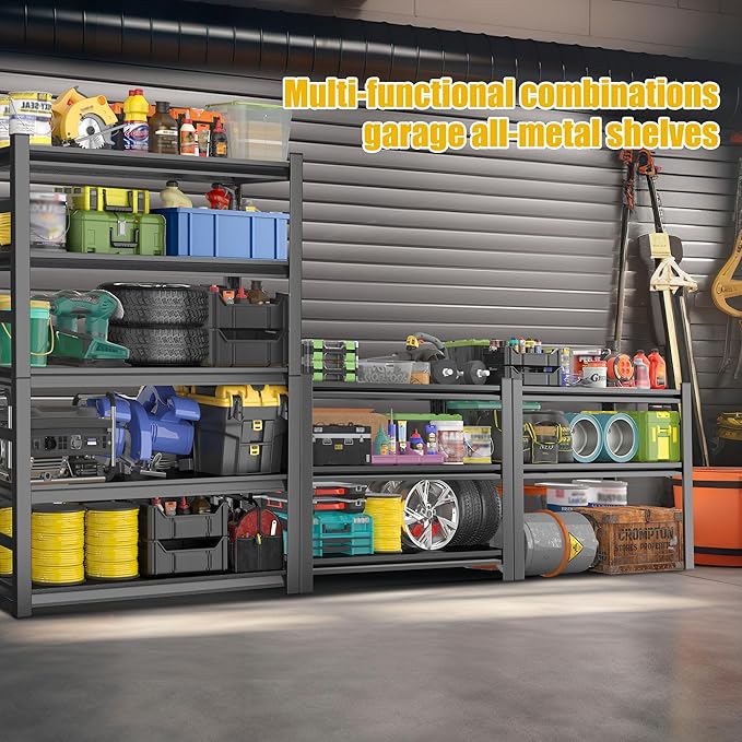 78" H,Metal Garage Shelving Heavy Duty 5-Tier Adjustable Storage Shelves Easy to Assemble, Garage Organization with 4500lbs Capacity,Shelving Racks for Storage,Ideal for Garage,Basement,Warehouse