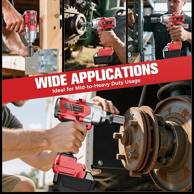 Cordless Impact Wrench 3/8" Compatible with Milwaukee 18V Battery, 600Ft-lbs (800N·m), Brushless Electric Impact Driver, 2400 RPM, LED Light – Compact, Light-Duty(No Battery)