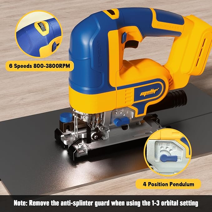 EASTYLE Cordless JigSaw Compatible with DEWALT 20V Battery,with 4Ah Battery & Charger,800-3200 SPM & 4 Cutting Positions,5.3" Wood/0.78" Aluminum Cuts,Dust Collection Port & Dual Safety Lock