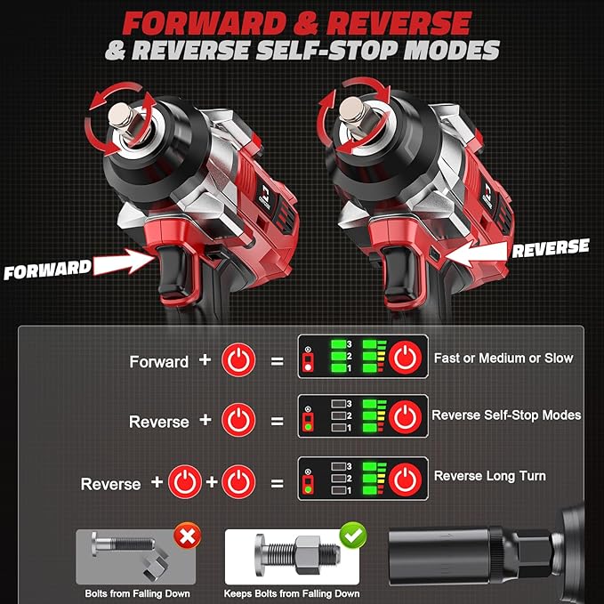 Cordless Impact Wrench 1/2 inch Compatible with Milwaukee 18v Battery – Brushless High Torque Impact Driver Gun with 1000 Ft-lbs Torque, LED Work Light, Ergonomic Design for Heavy-Duty Performance